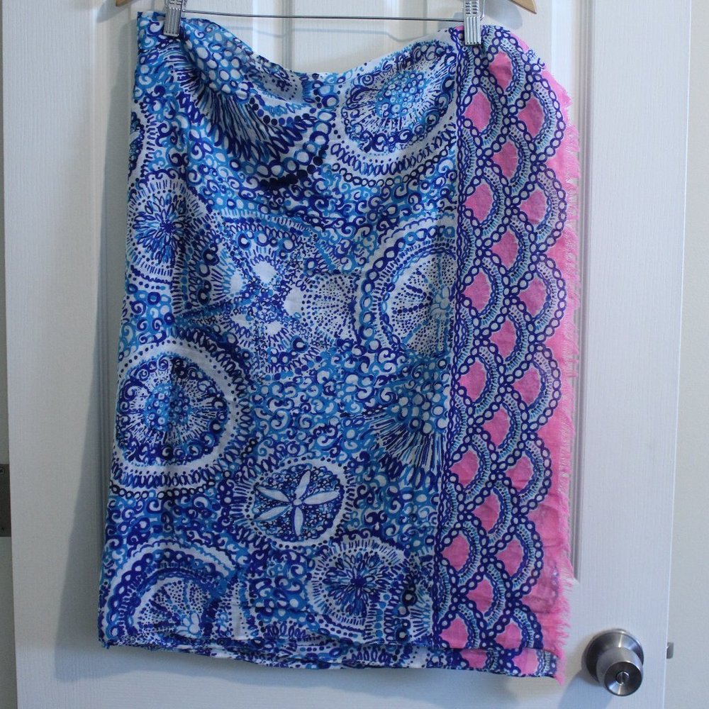 Lilly Pulitzer Scarf - Blue Sand Dollars & Starfish Pattern